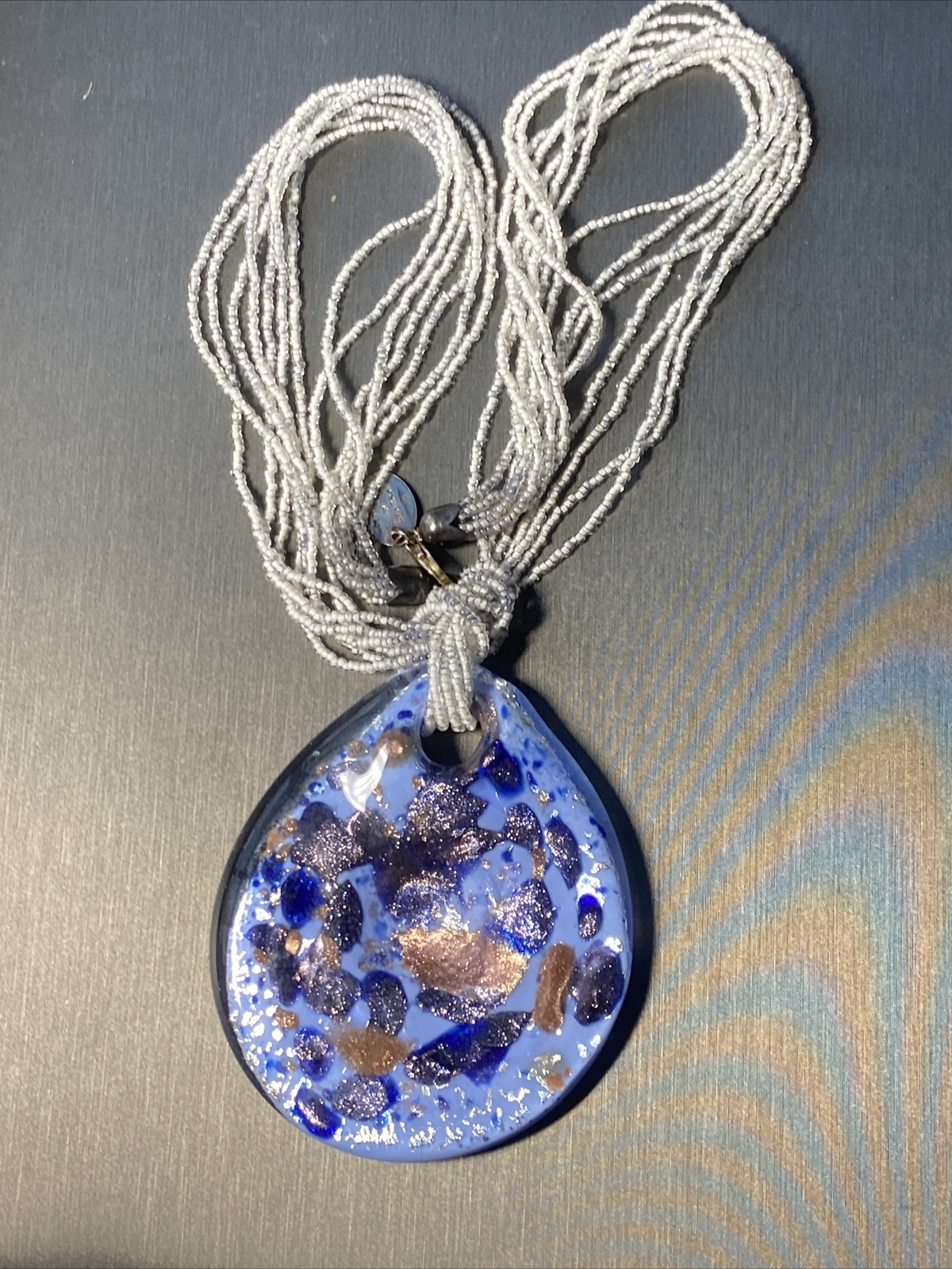 Murano Art Glass Vintage Pendant Necklace Estate Fine Jewelry Pre-Owned