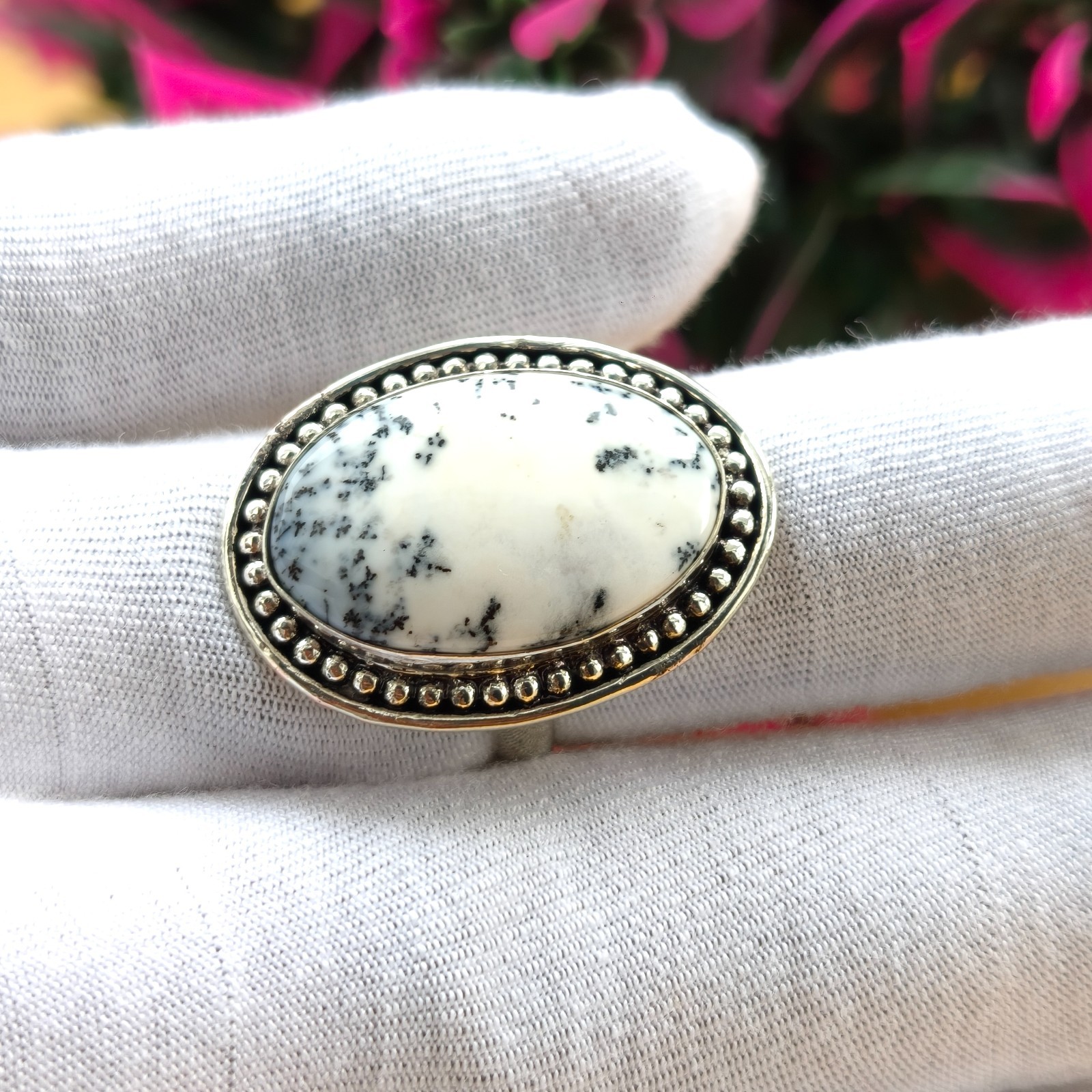 Dendrite Agate Gemstone 925 Silver Handmade Statement Ring Jewelry