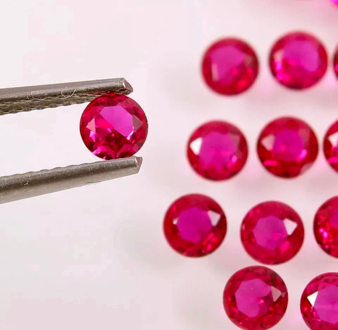 60 Piece Red Ruby Natural 6 mm Round Faceted Certified Loose Gemstone Lot+ Gift