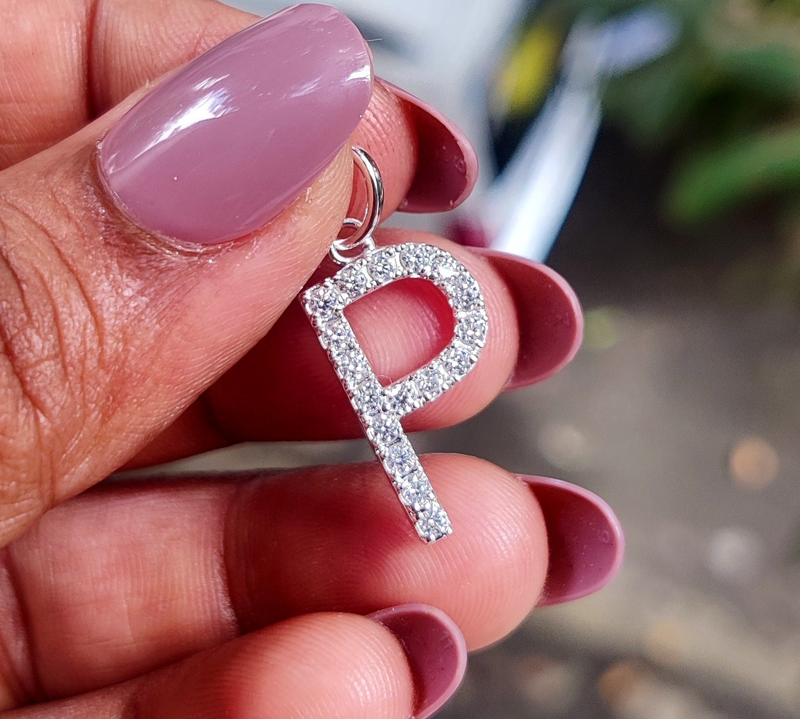 2Ct Round Lab Created Diamond Initial “P” Letter Pendant 14k White Gold Plated