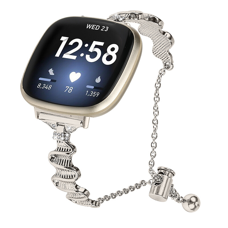 For Fitbit Versa 3/4 Sense 2 Adjustable Rhinestones Strap Stainless Steel Band