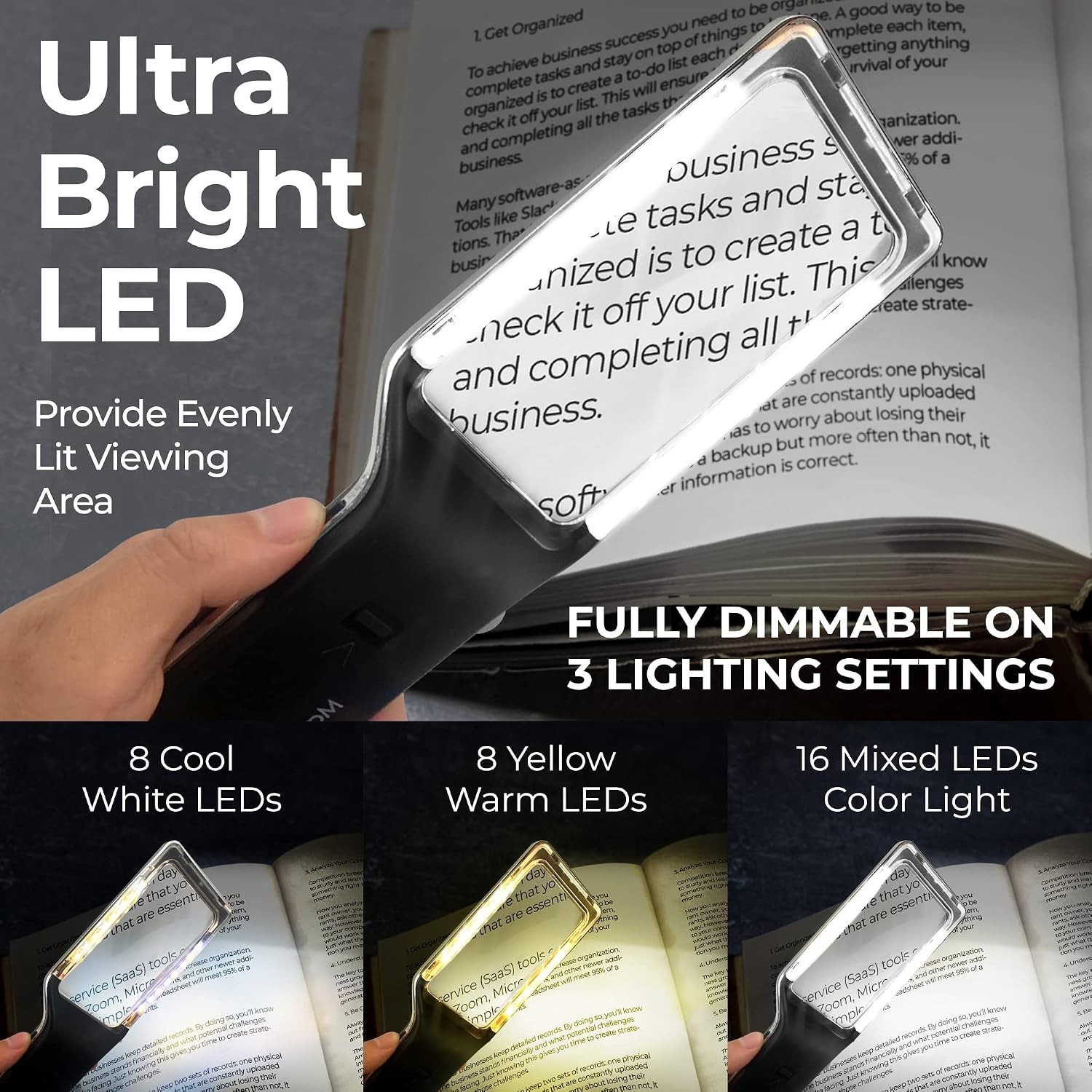 Ergonomic 6X Rechargeable Magnifying Glass Perfect for Low Vision & Eye Comfort