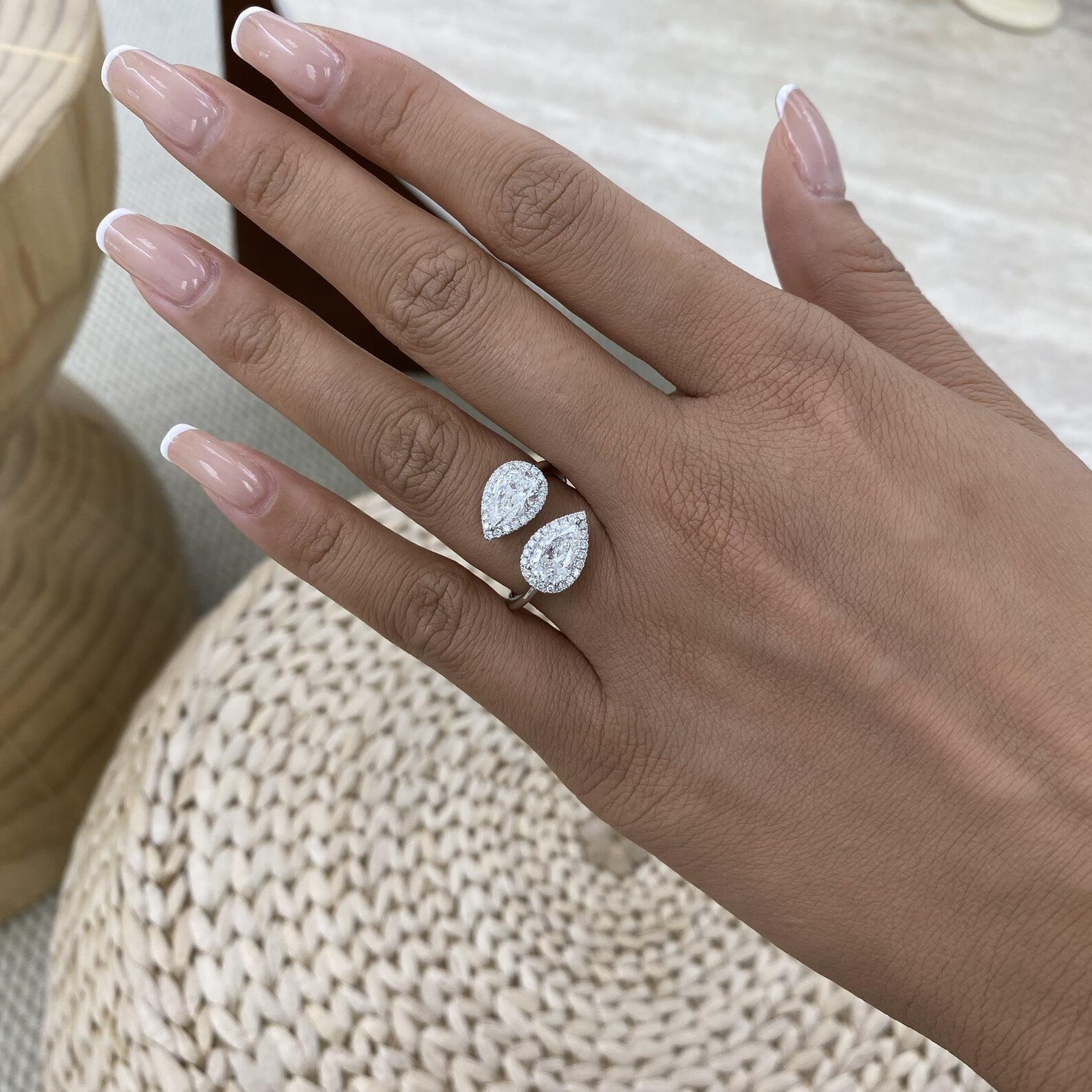 3.00 CT Certified Pear Cut White Diamond Ring, Tariffs FREE & Matching Studs.