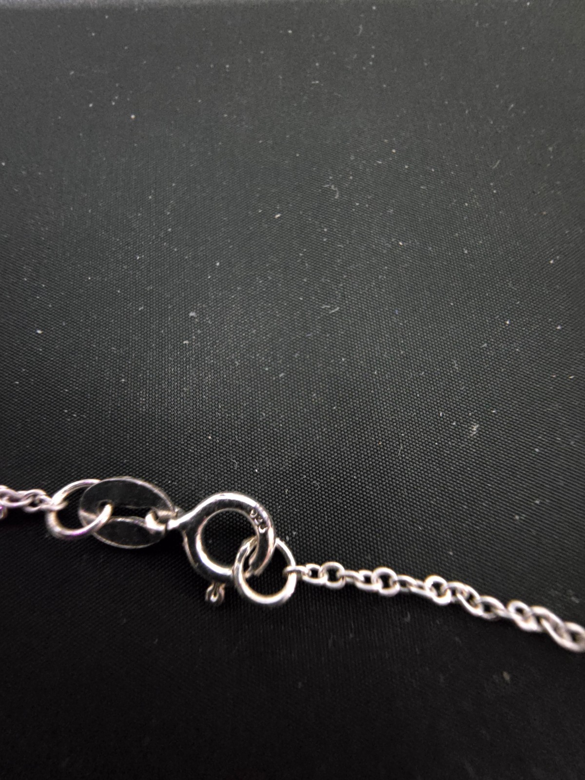 Vintage Sterling Silver CZ Birthstone Baby Girl Pendant w/Bead Chain 18″