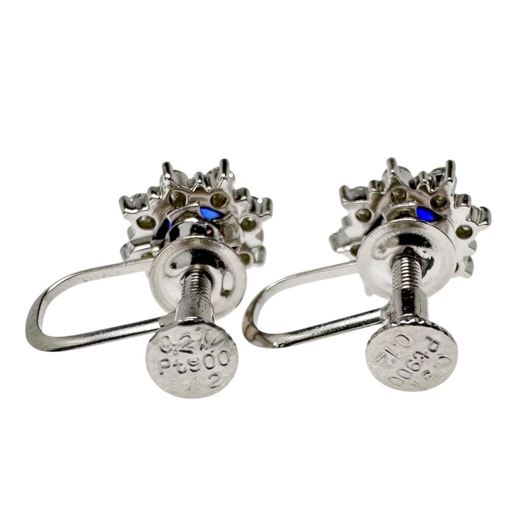 sapphire 0.31/0.27ct diamond 0.12x2ct in total Earring Pt900Platinum 3.3g Women