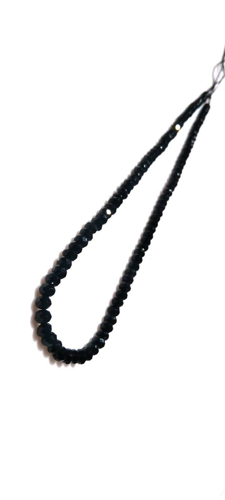 Black Onyx Rondelle Faceted 4×4.5mm Loose Gemstone Beads 18″Inch 1 Necklace