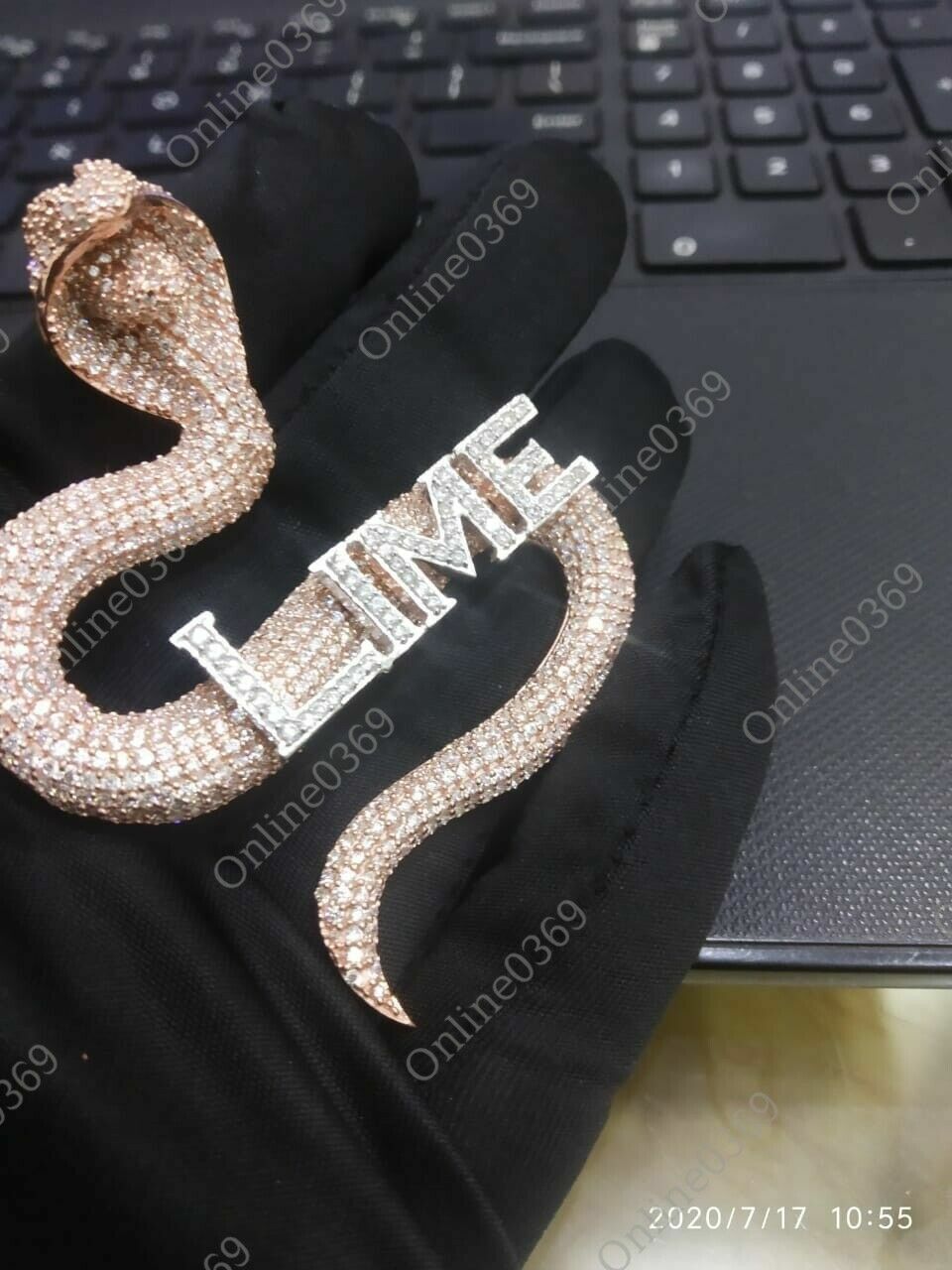 2.25ct Round Cubic Zirconia Mens Custom Name Logo Cobra Pendant Free Stud Silver