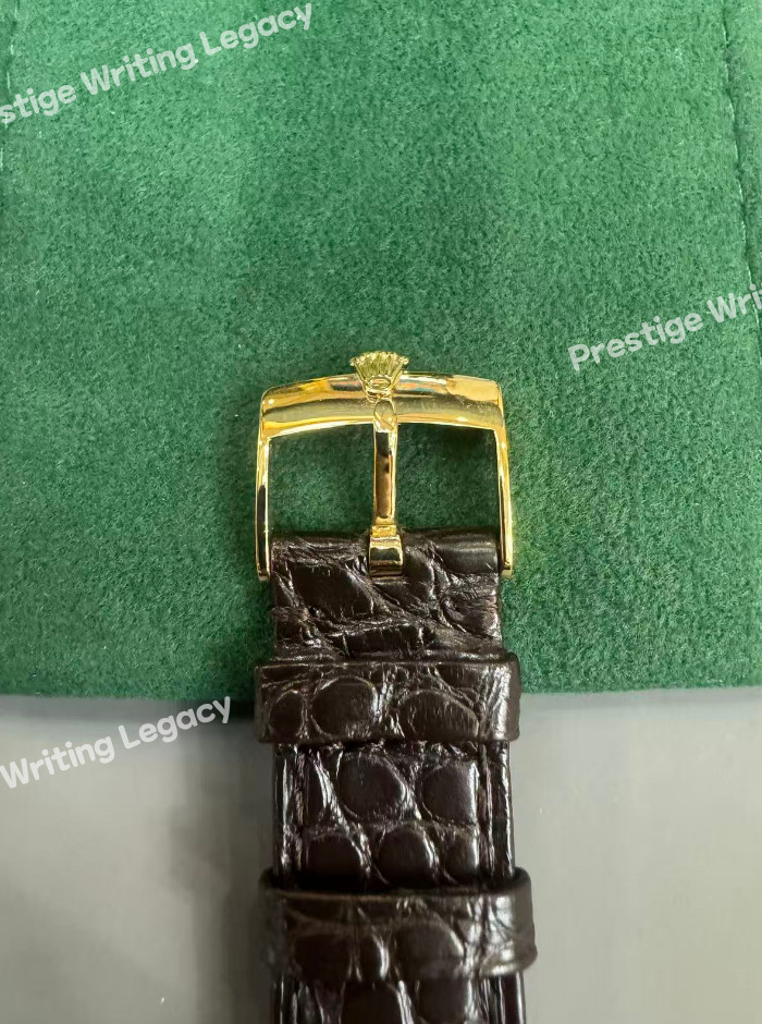 ROLEX Brown Crocodile Leather Band 𝐑𝐎𝐋𝐄𝐗 Buckle – NOS Gold Plated 20-16-4mm