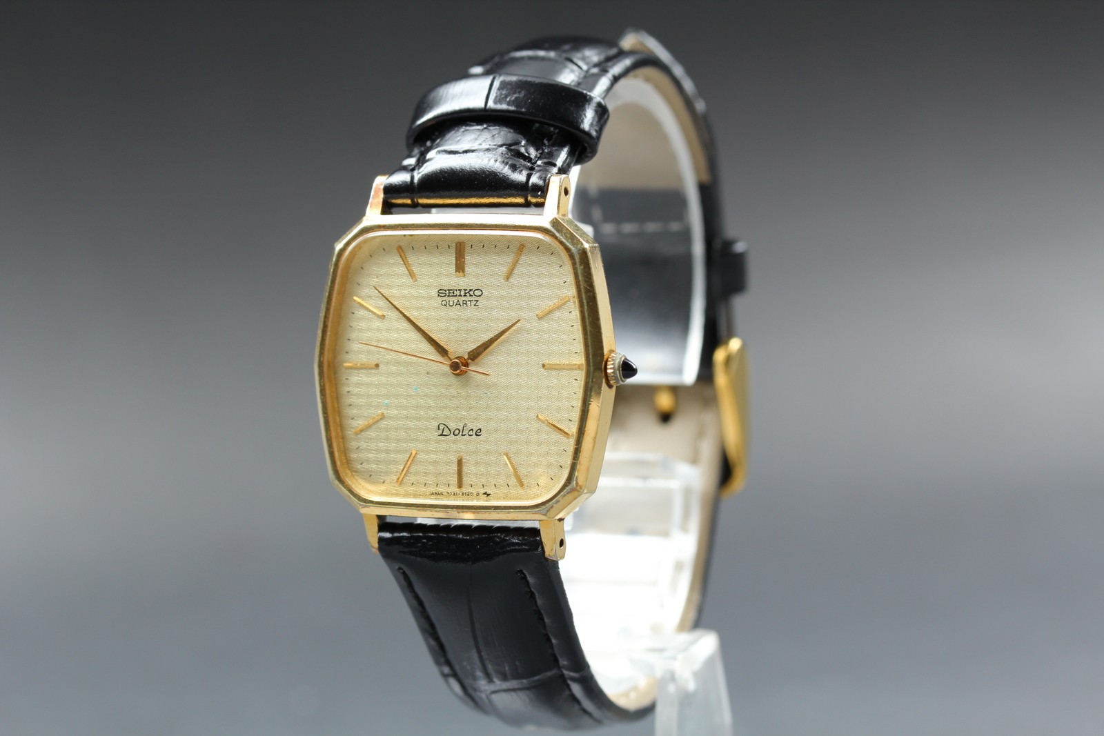 [Exc+5] SEIKO Dolce 7731-5120 29mm Gold Dial Quartz Men’s Vintage Watch JAPAN