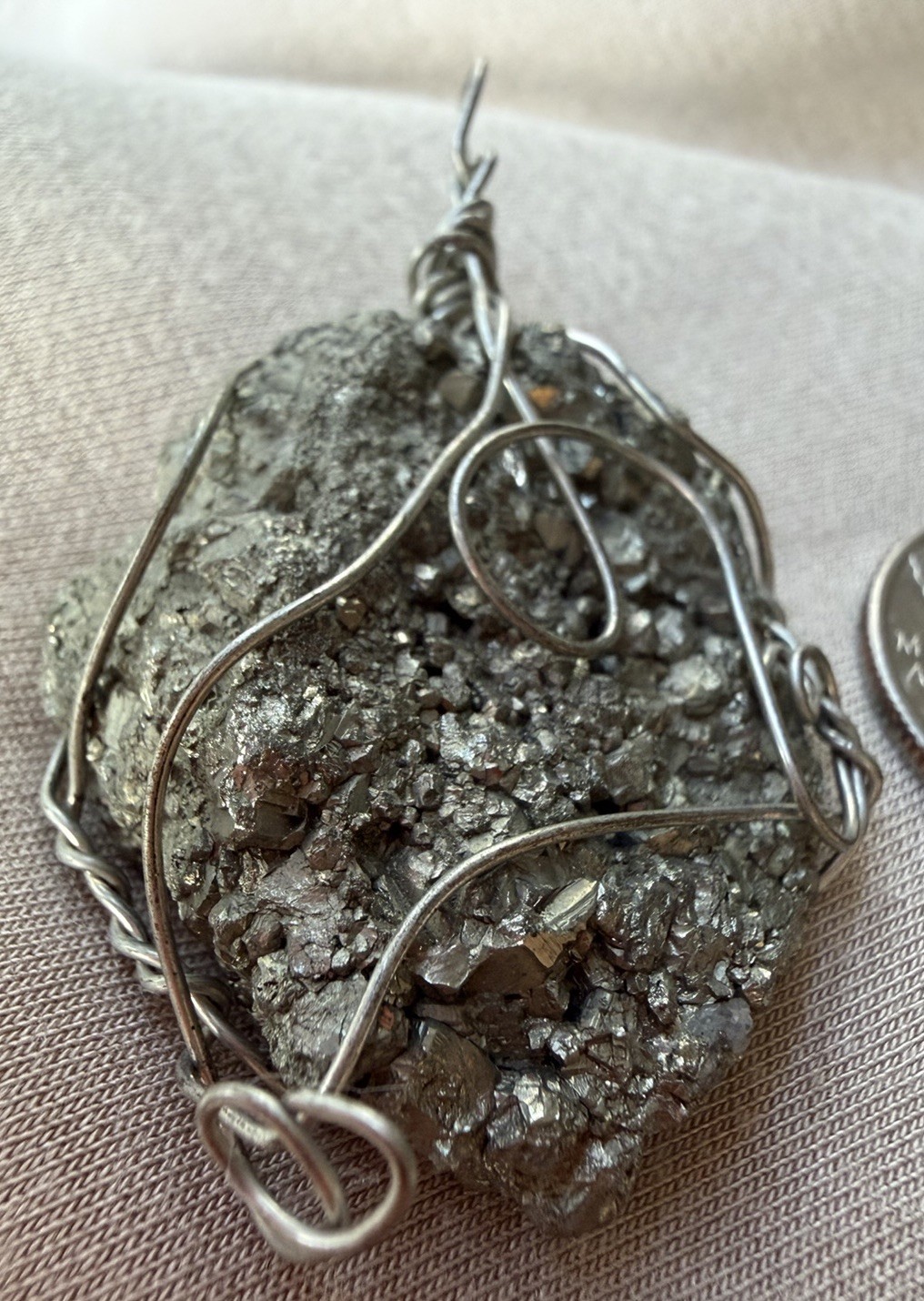 Handmade Gemstone Pendant Natural Pyrite Druzy Necklace Boho Jewelry