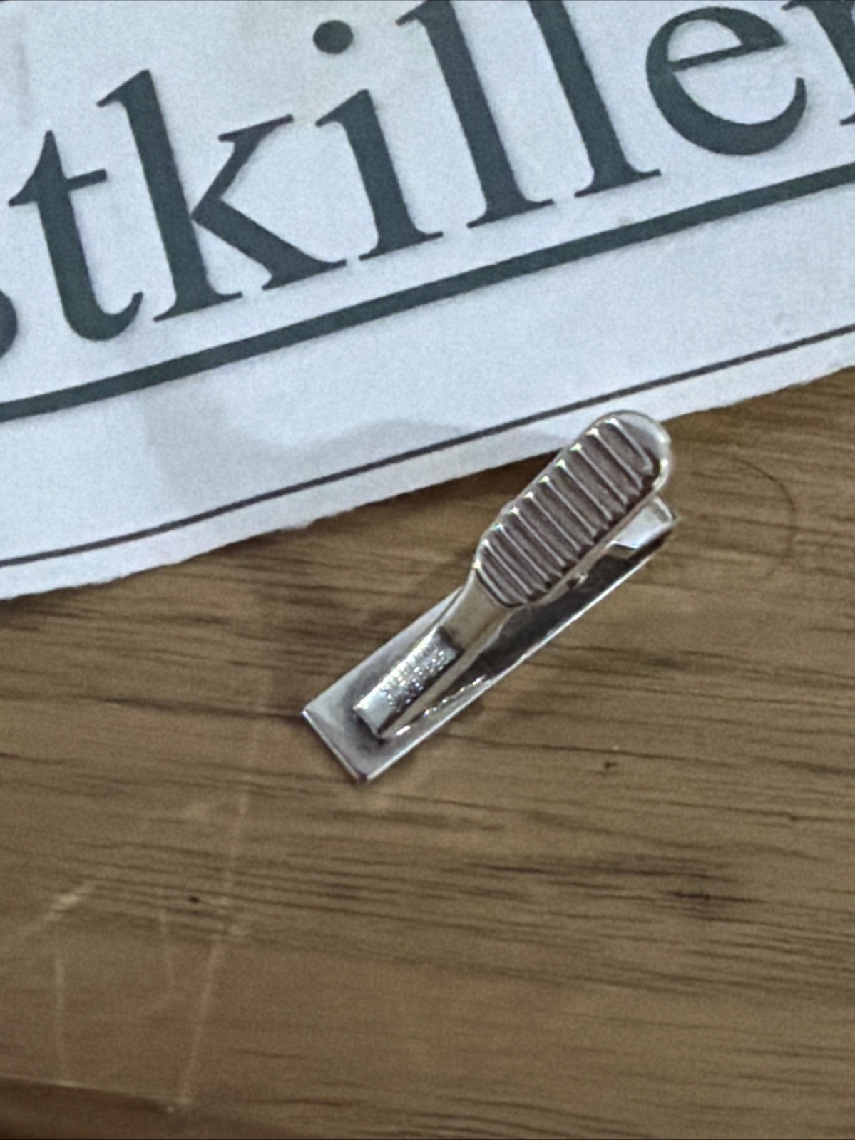 Thom Browne Sterling Silver Enamel Stripe Short Tie Bar MZT002B MSRP $450