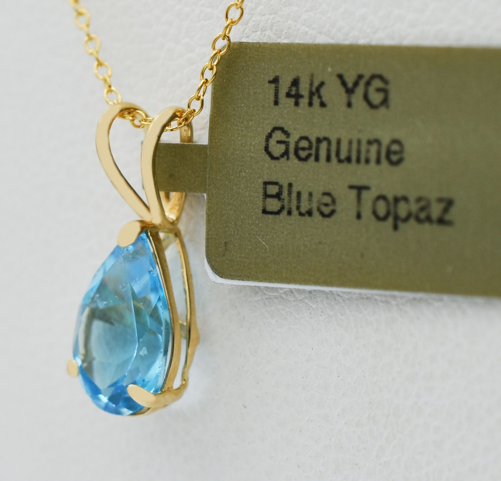 GENUINE 2.88 Cts BLUE TOPAZ PENDANT 14K GOLD – MADE IN USA – Free Appraisal