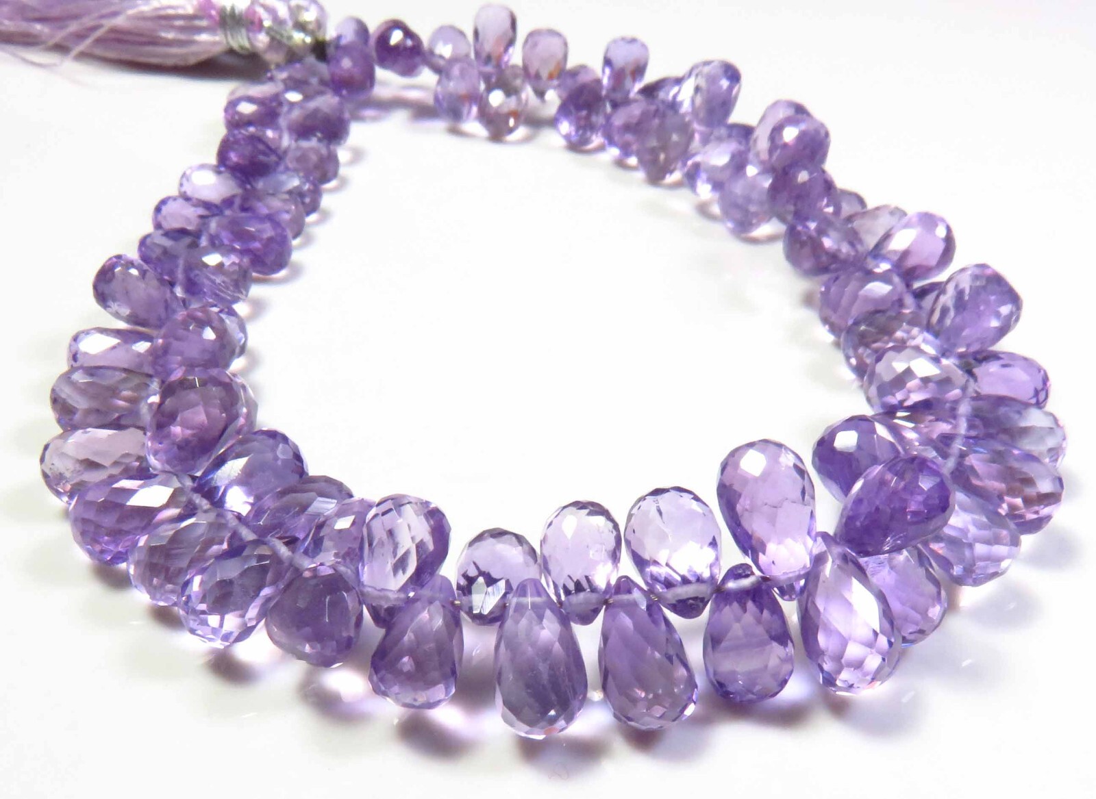 Top Amethyst Faceted Beads 8″Strand Natural Gems Teardrop Beads 6-8.5mm LC-1170