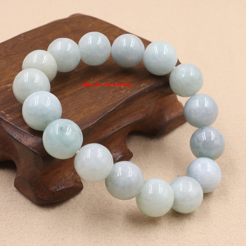 Natural Jadeite Stretch Bracelet Grade A 13mm Jade Bead Handmade Bracelet