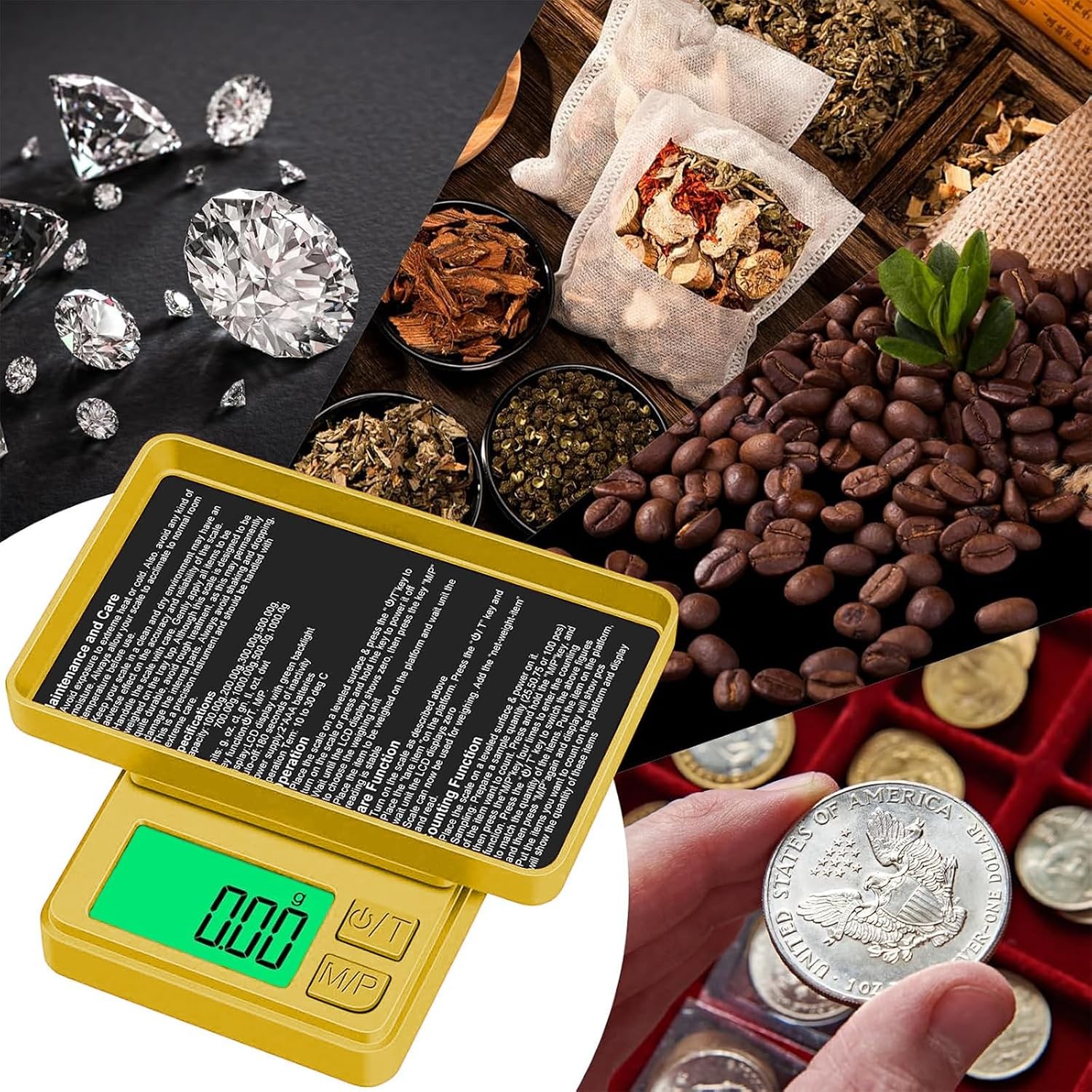Pocket Scale w/Protective Cover 7 Units Backlit LCD Tare Function Jewelry Scale