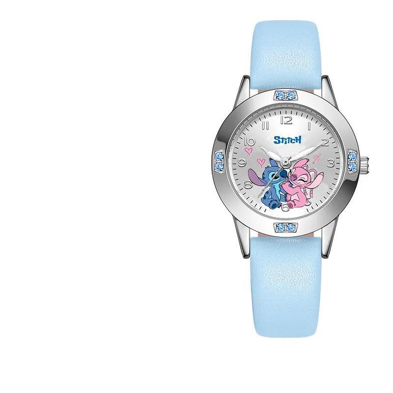 Disney Stitch Watches Diamond Quartz Watch for Women Stich Cartoon Leather Wrist