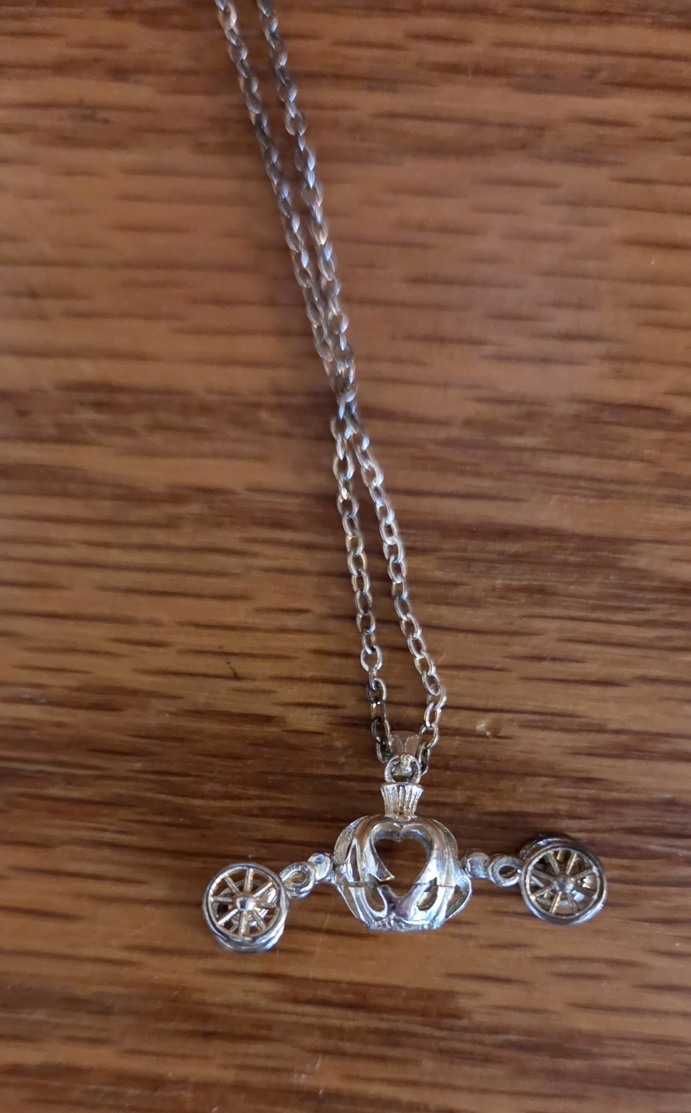 Girls Sterling Silver 925 Cinderella Pumpkin Carriage Necklace Silver &Gold Tone