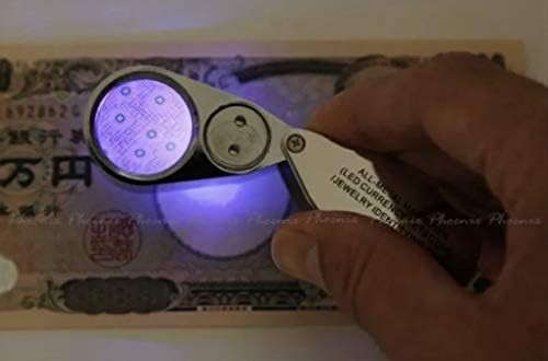 40X Jewelers Loupe LED Light Magnifying Glass Folding Pocket Magnifier for Coins