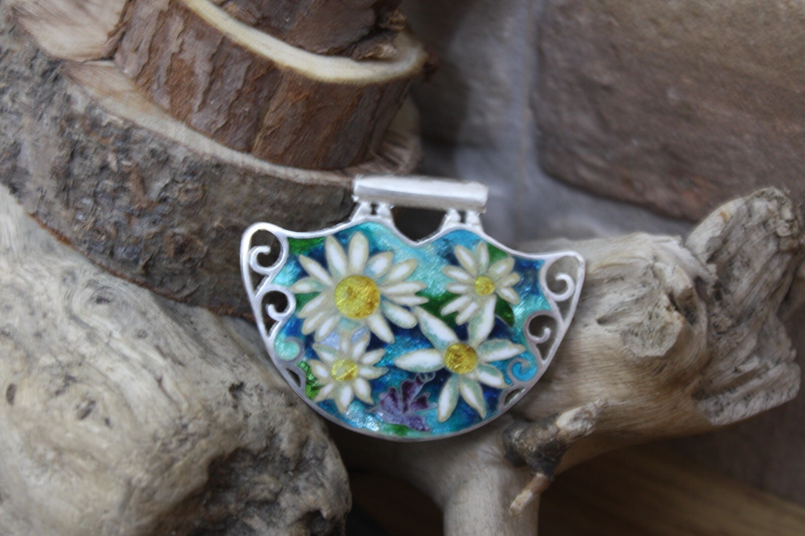 Sterling Silver handmade minankari – cloisonne enamel- Flowers