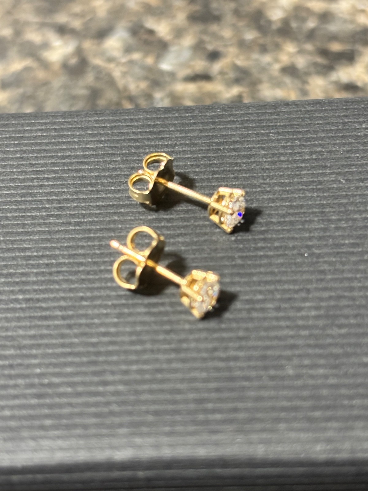 Natural Diamond Earrings 5 mm 1 carat total weight. 14k yellow gold prong