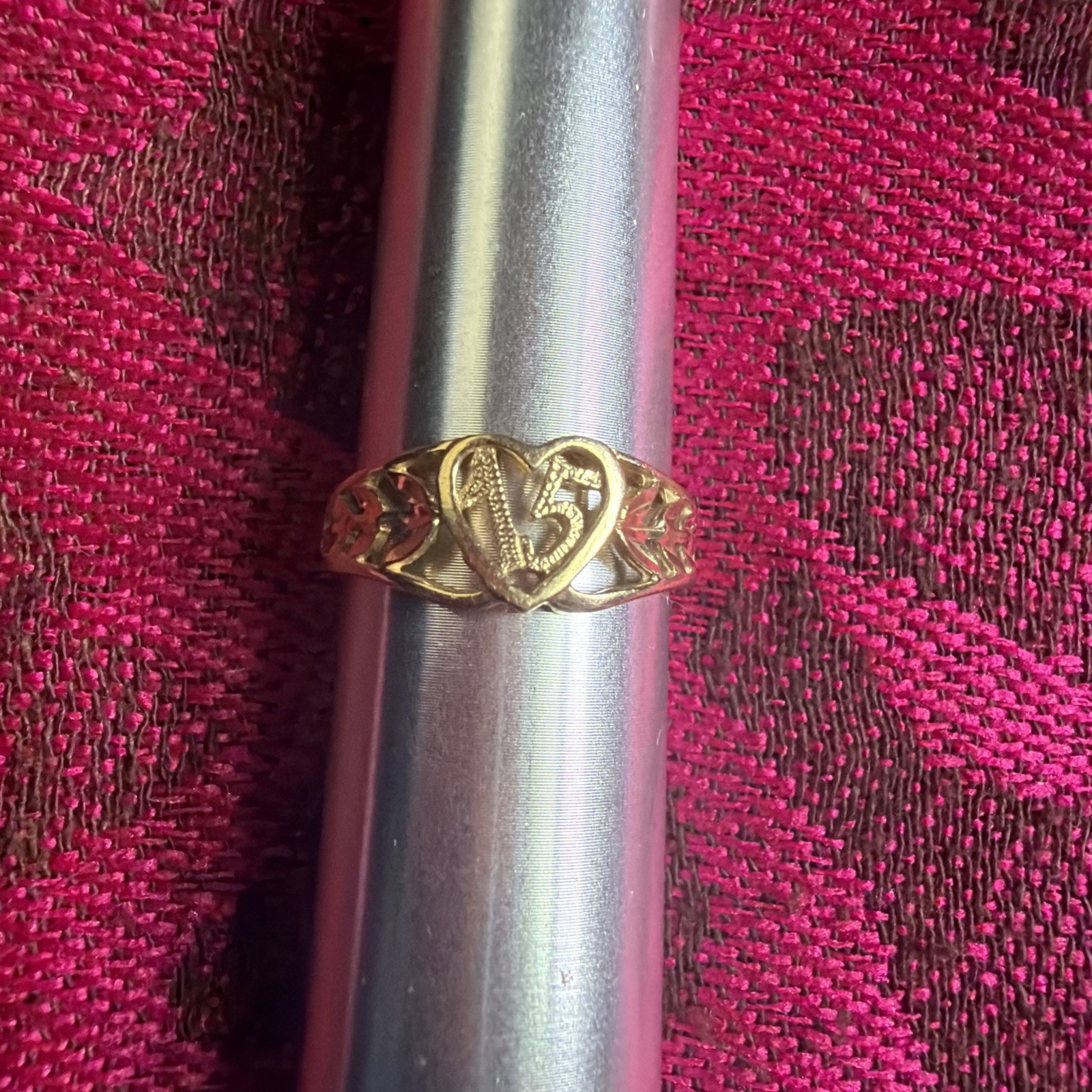 14k GOLD RING SWEET 15 YELLOW 2.4 GRAMS 7.25 INCHES