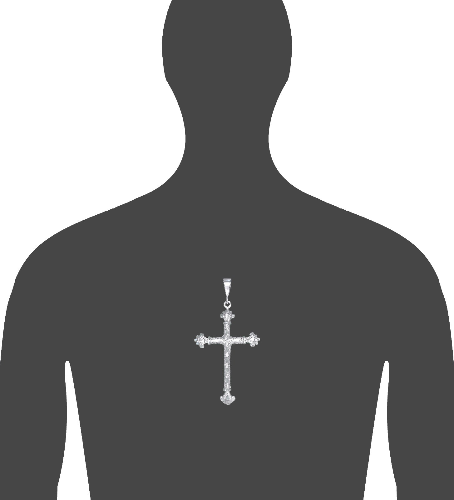 Huge Heavy Sterling Silver Cross without Jesus Pendant Necklace 4.1 Inch 18 Gram