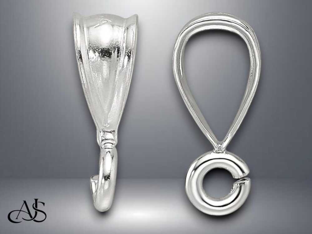 Sterling Silver V Shape Bail with Attached Jump Ring in 7 Sizes