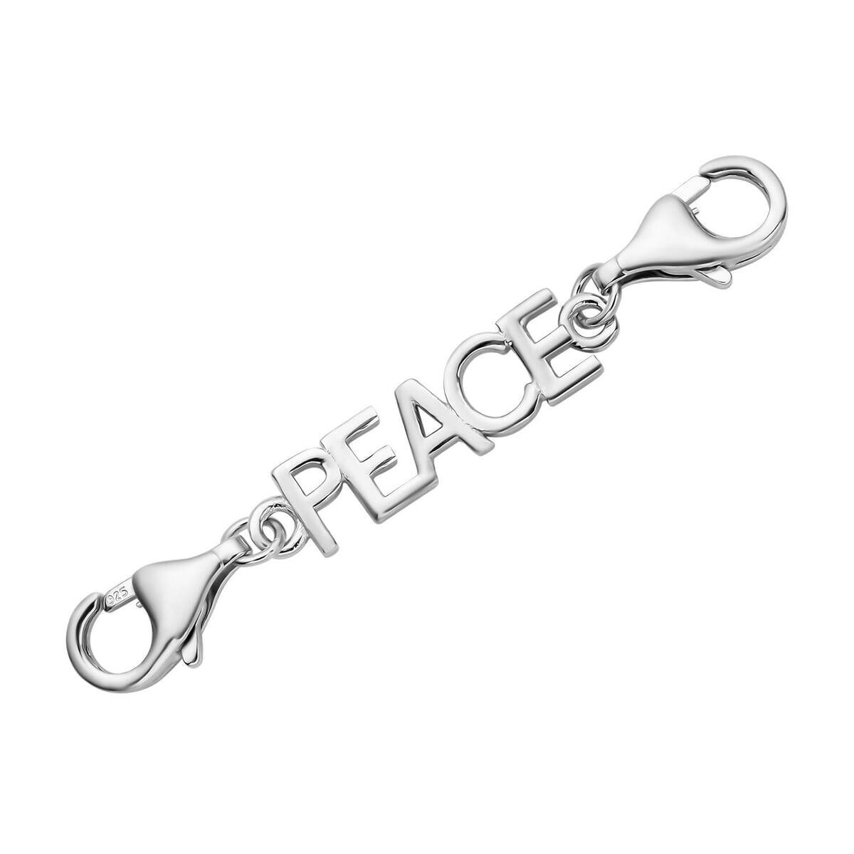 Lobster Lock Extender PEACE Rhodium Plated 9mm Lobster Lock 2pc