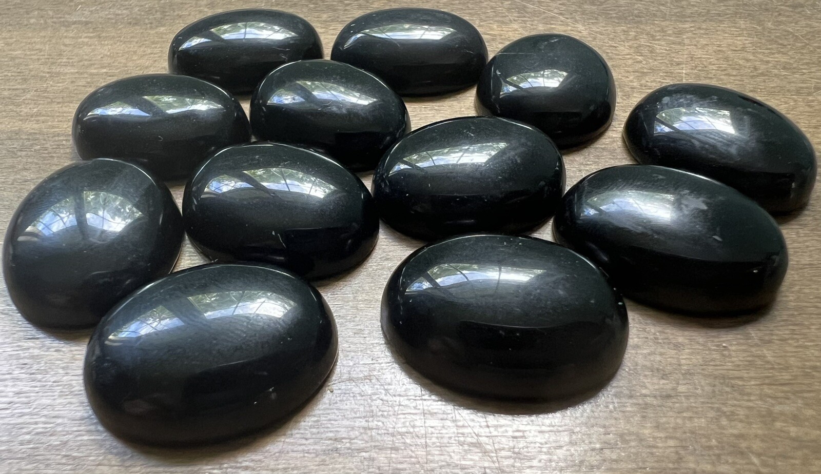 Black Obsidian Oval Cabochon Lot 12pcs 20mm X 25mm