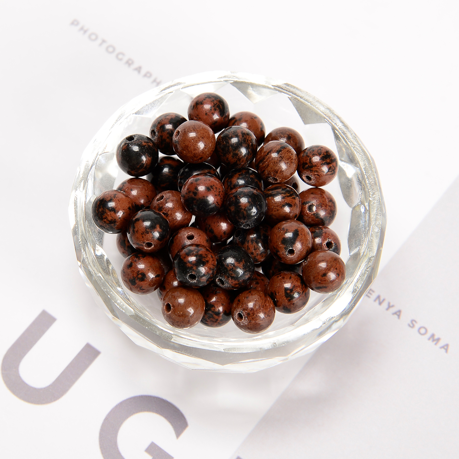 Natural Mahogany Obsidian Smooth Round Beads Size 6mm 8mm 10mm 15.5” Strand
