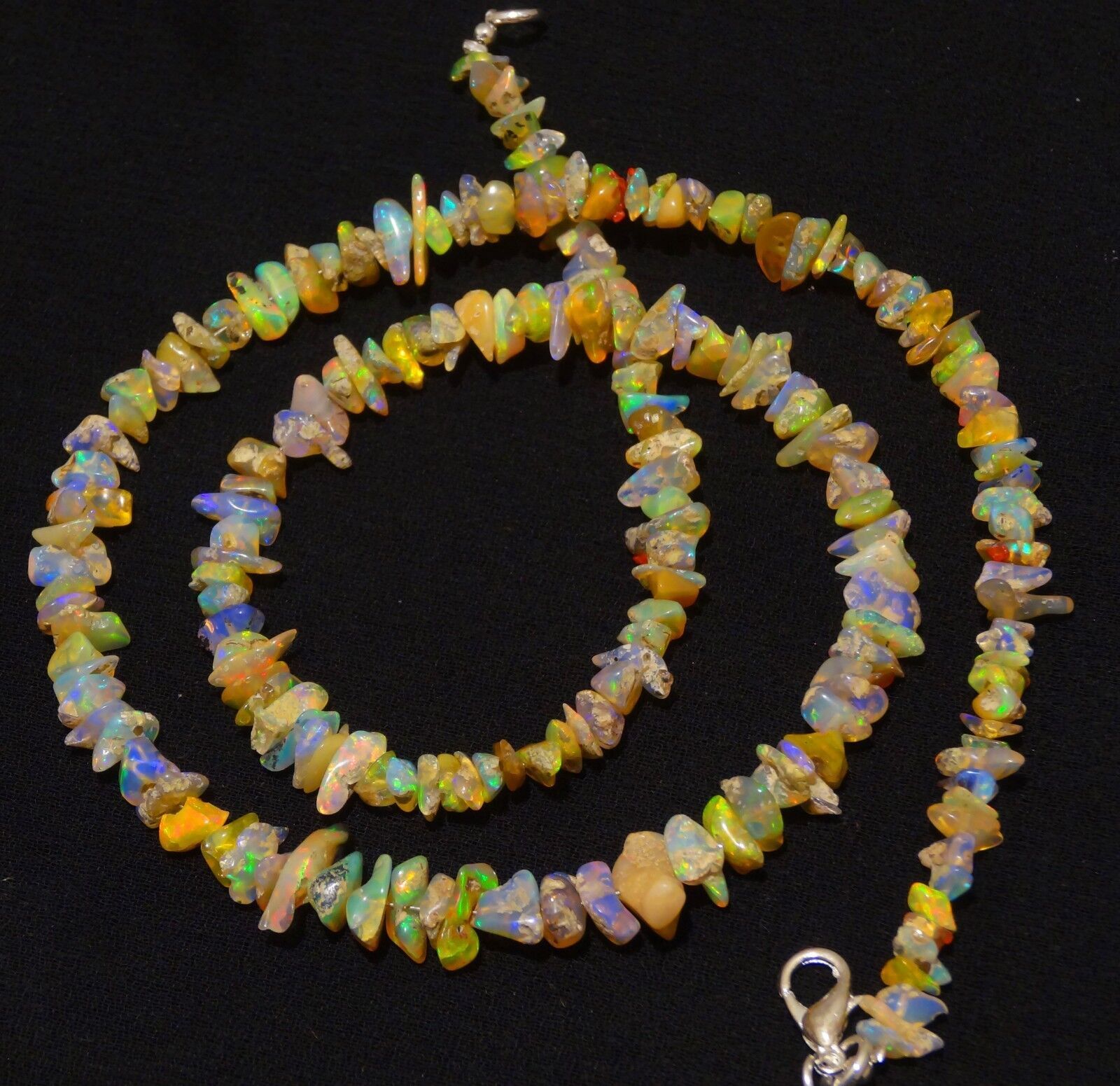 Natural Gem Ethiopian Welo Opal 5 to 8MM Approx. Uncut Beads Necklace 20″