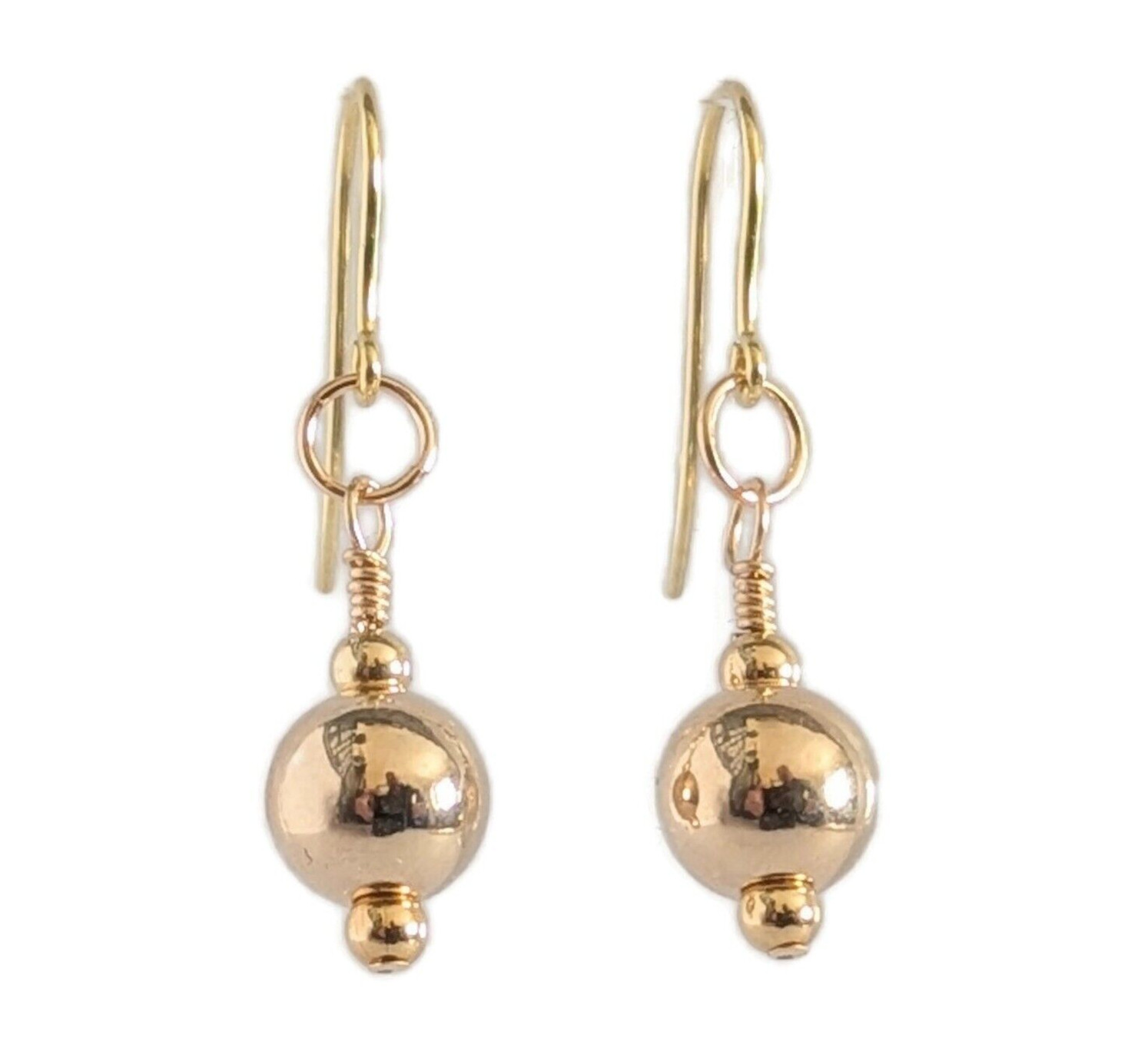 9ct Gold Drop Earrings, Hallmarked 375, 8mm 9ct Gold Ball Beads, Gift Boxed