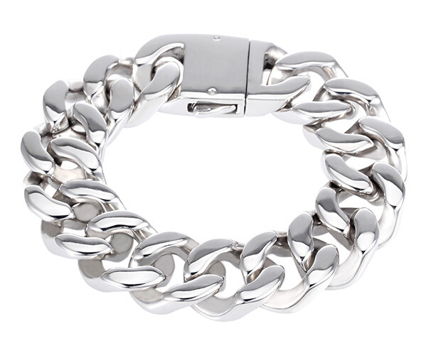 20mm 8.66” Pure Stainless steel Heavy Huge Curb Cuban Chain Bracelet Mens Gifts