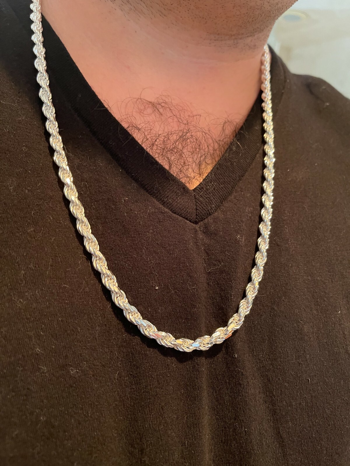 Men’s Rope Chain Real Solid 925 Sterling Silver Necklace 6mm 18″-30″ ITALY MADE