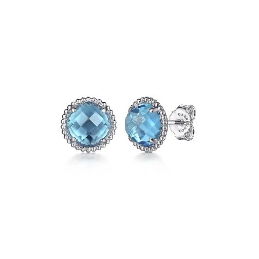Gabriel & Co 925 Sterling Silver Bujukan Blue Topaz Stud Earrings