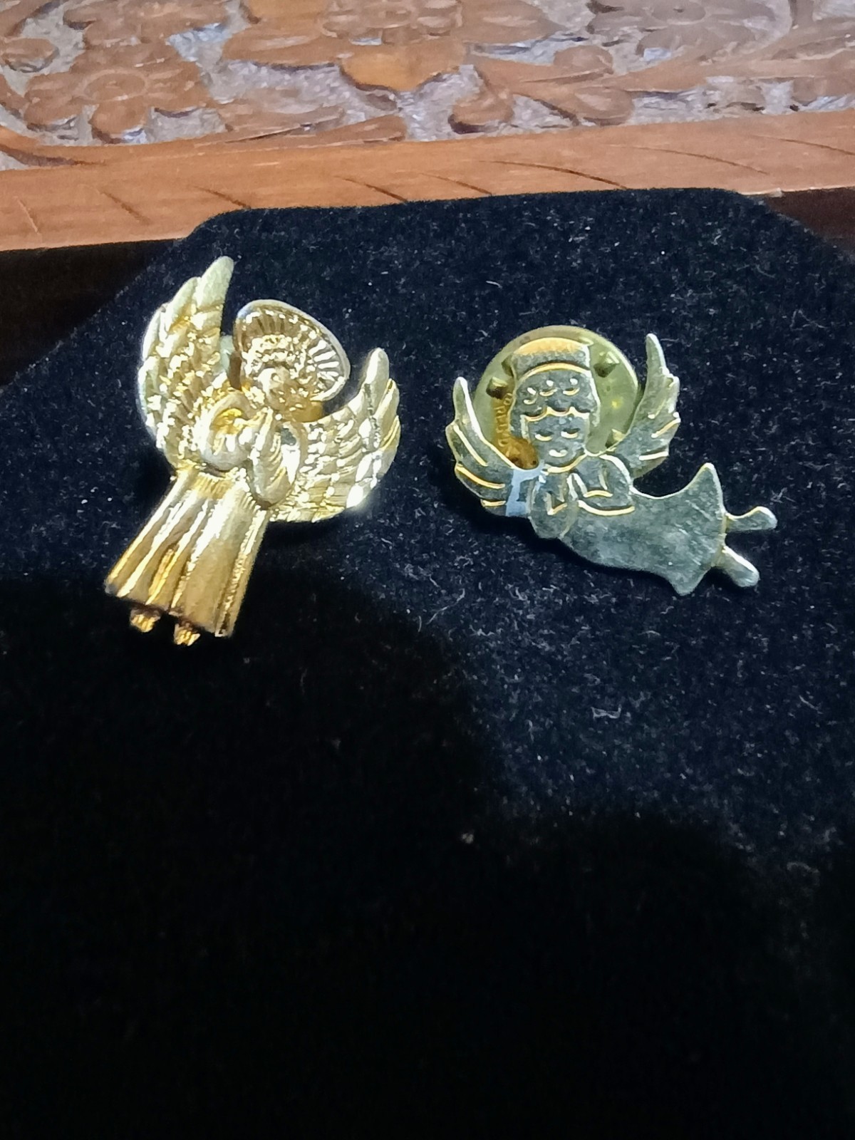Angel Theme Pin Lot Gold & Silver Tone Metal Clear Rhinestone