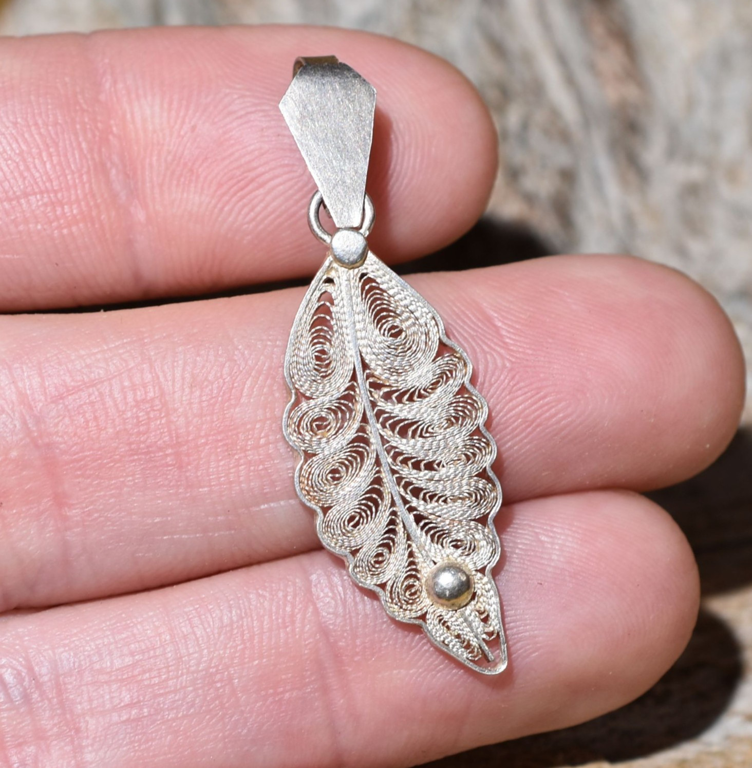 Filigree South American Jungle Leaf Pendant Handmade Amulet From Mompox Colombia