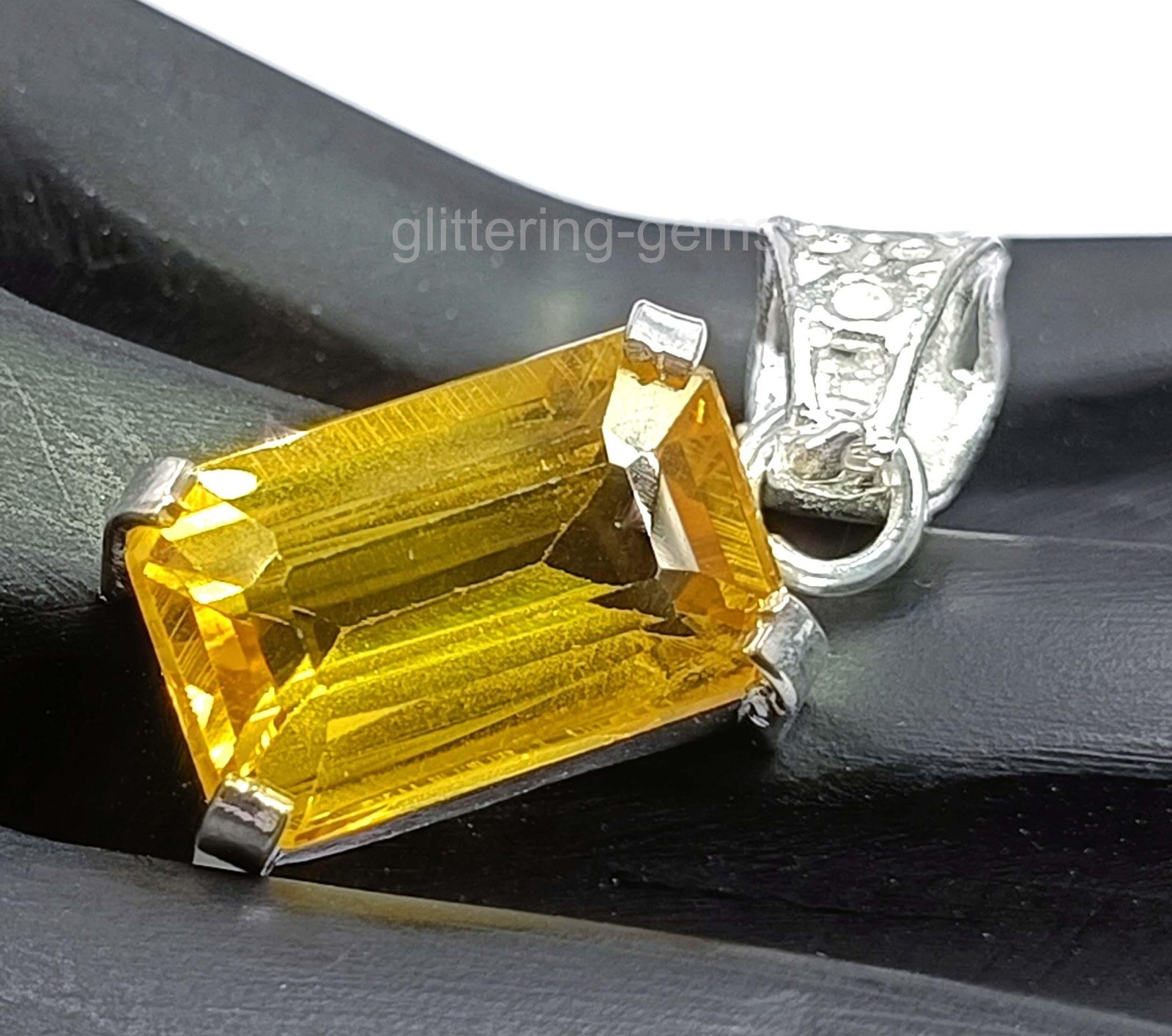 Natural Yellow Sapphire 25.15 Ct IGL Emerald Cut 925 Solid Silver Pendant 5JSP