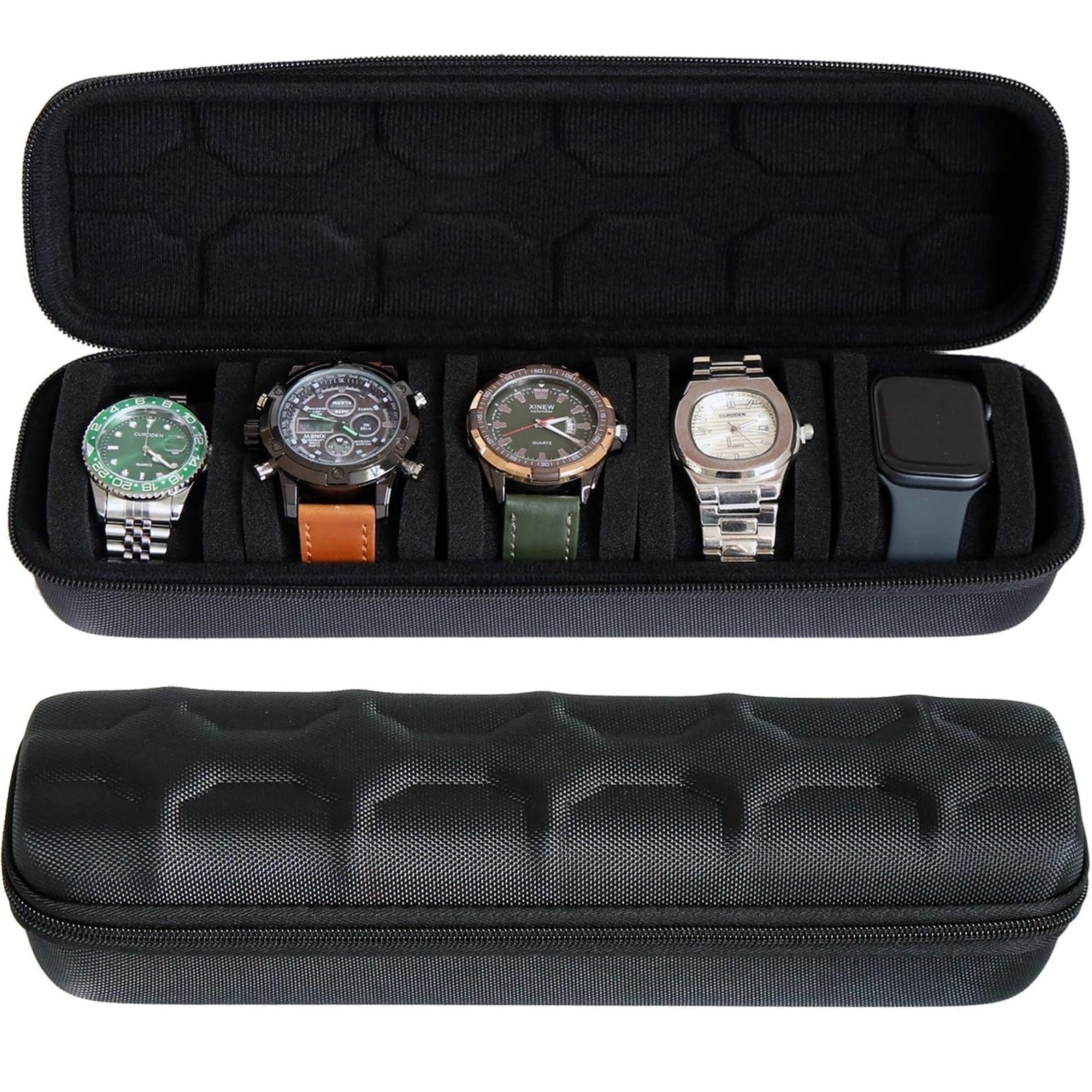 Watch Carry Organizer for 5 Watches Padded Storage Case with Secure Zip Closure