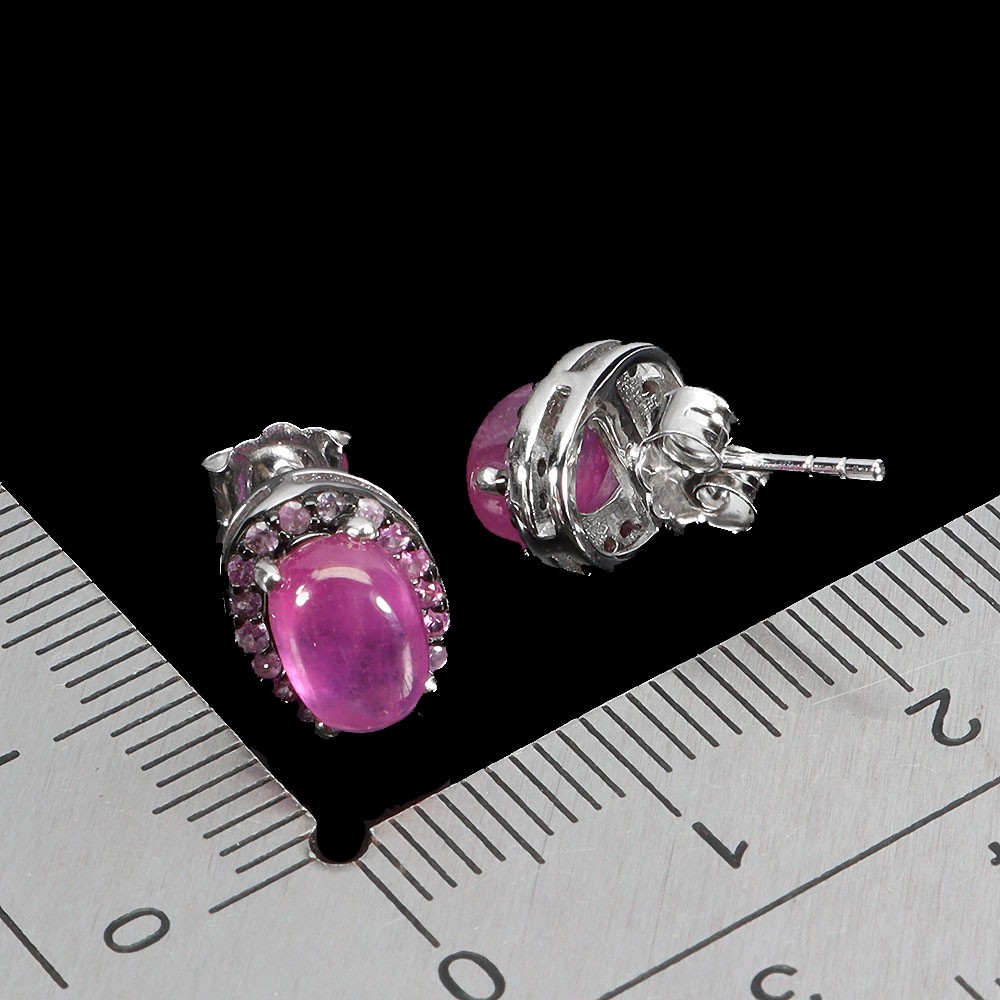 925 Sterling Silver Earrings Oval Ruby 7x5mm Sapphire Diamond Cut Gemstone