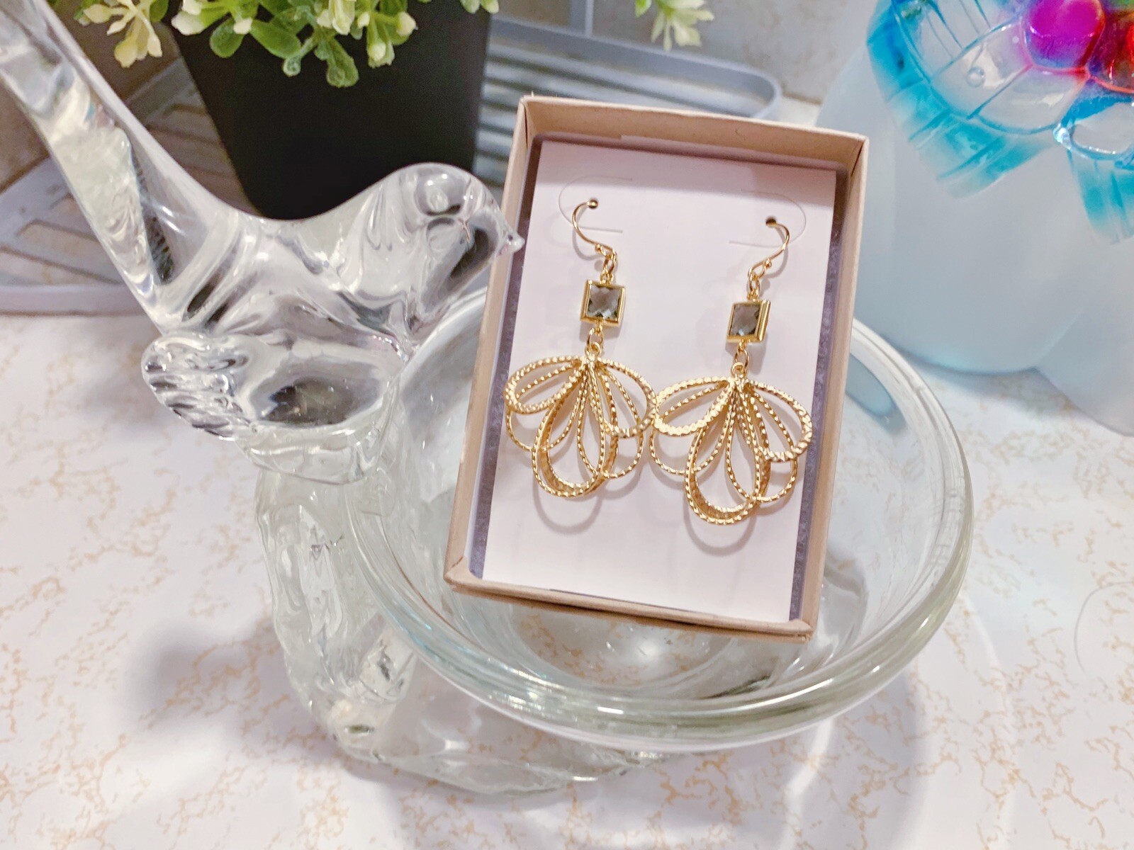 Handmade Multi Choose Korean Style Earrings With Glass Or Pearl (14KT Gold Hook)