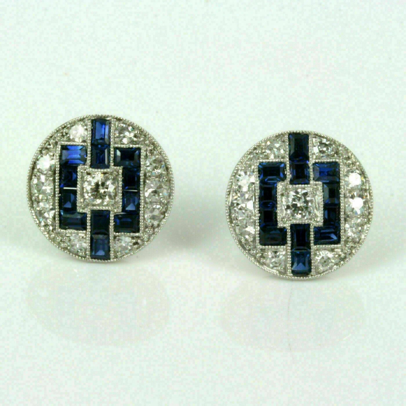 3Ct Round Lab Created Sapphire & Diamond Cluster Stud Earrings White Gold Plated