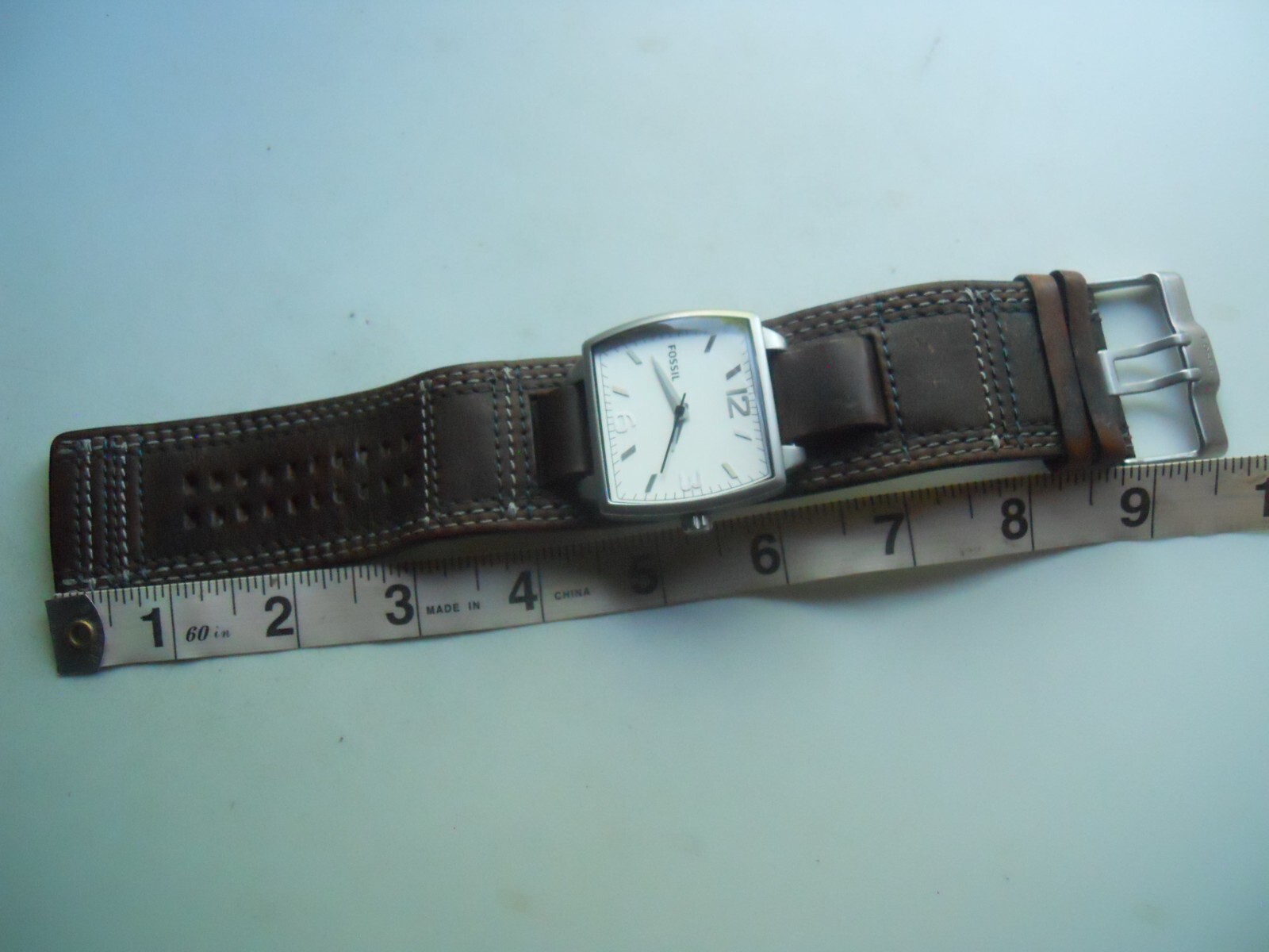 Fossil men’s wide brown leather.quartz,battery,water-resist & Analog dress watch