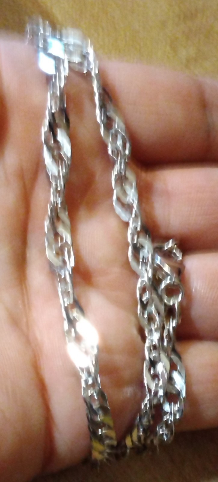 3 BRONZE MILOR Chain Necklace LOT 20″ ITALY SHINY Silver Signd Diff link Jewelry