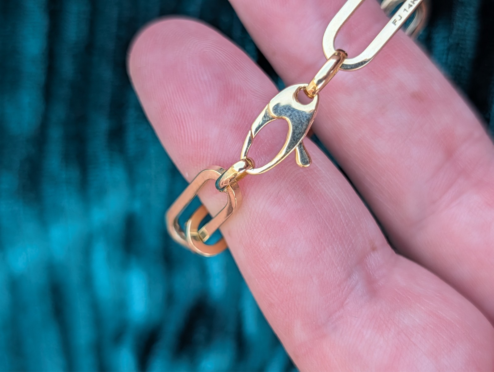 14k Yellow Gold Hollow Paperclip Link Bracelet 7″ 5.31g Never Worn Lobster Clasp
