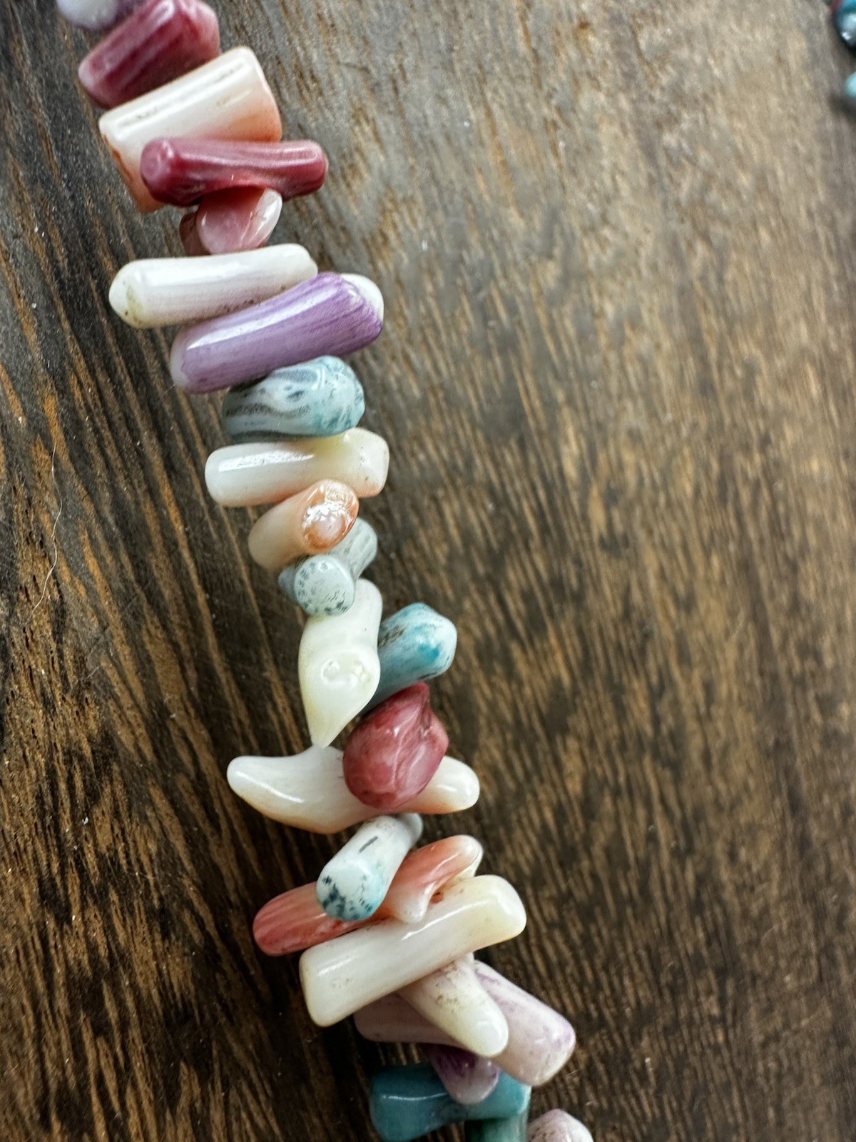 Vintage Turquoise Dyed Howlite & Coral Bead Statement Necklace Colorful Chunky