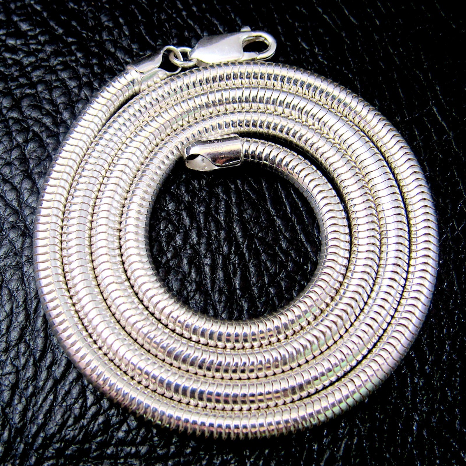 5MM Solid 925 Sterling Silver Italian ROUND SNAKE Chain Necklace, Made In Italy