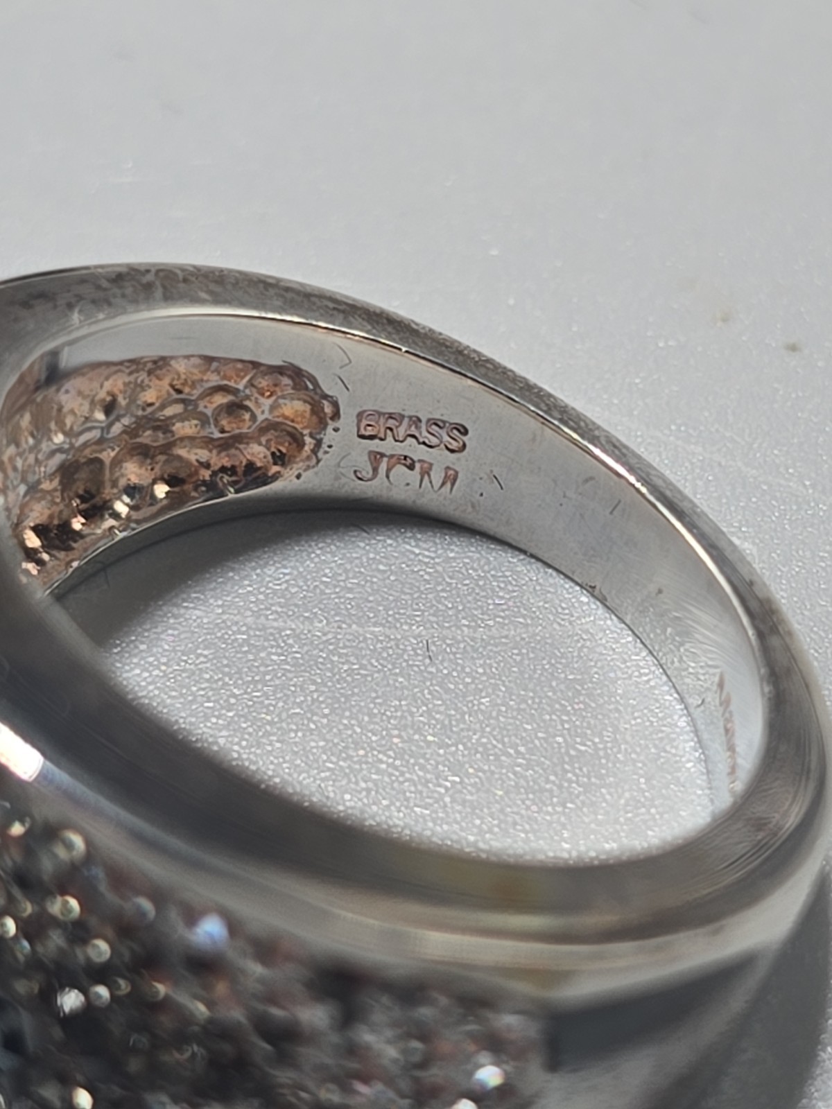 JCM Brass CZ Black Gray White Ombré Band Ring Size 8