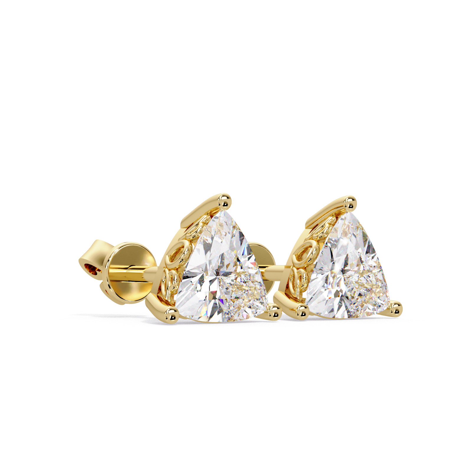 Trillion Cut Lab Grown Diamond Stud 925 Sliver Earrings 1.00 CTW CVD DEF VVS VS