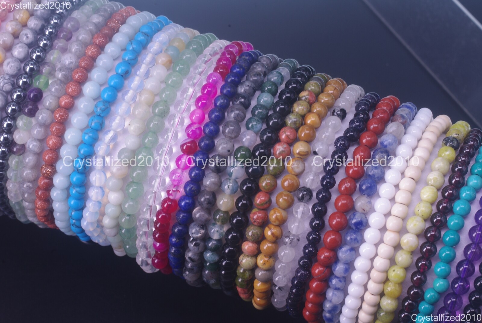 Handmade 4mm Mixed Natural Gemstone Round Beads Stretchy Bracelet Child Size 6″